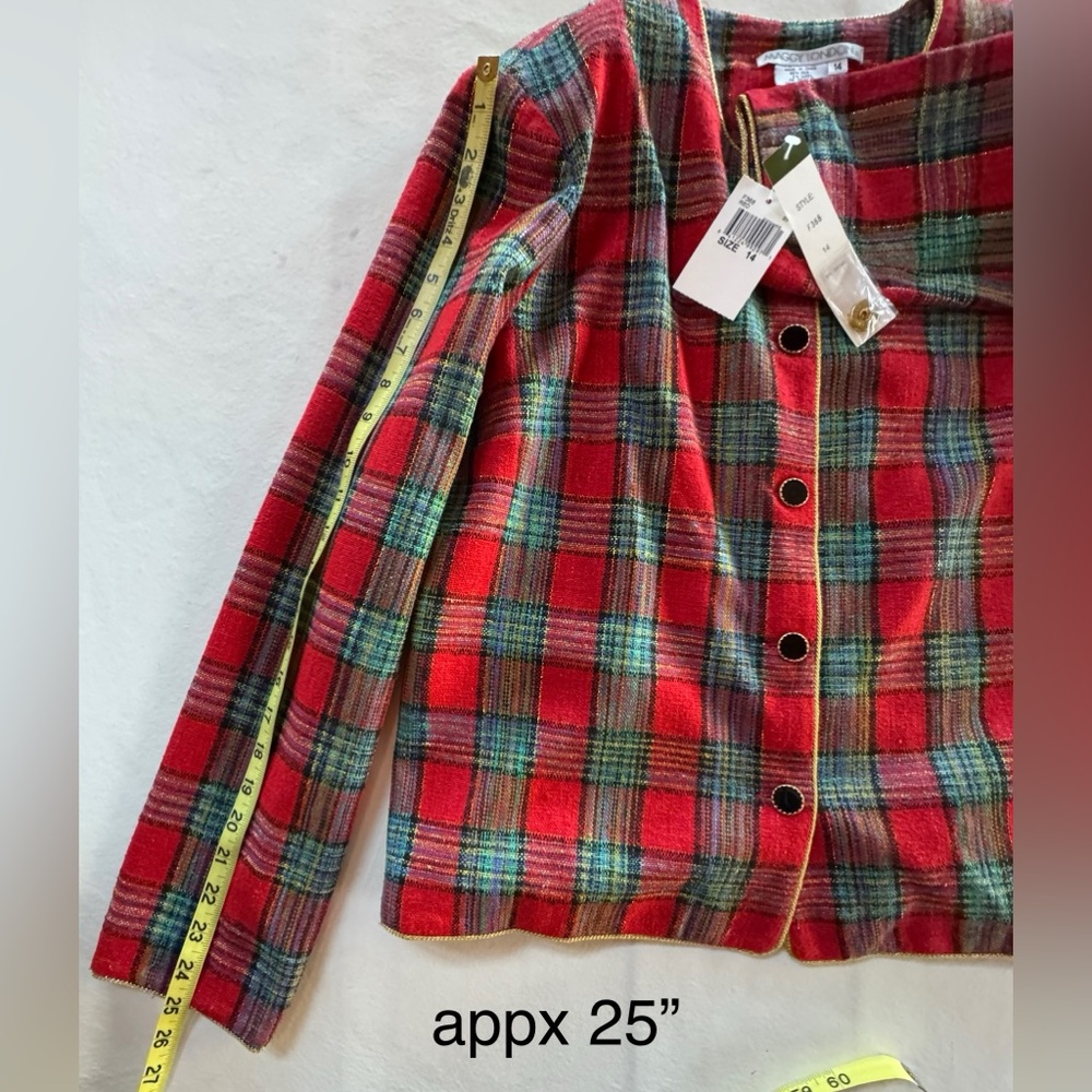 NWT Maggy London Silk Tartan Plaid Lined Jacket (14) - Picture 12 of 15